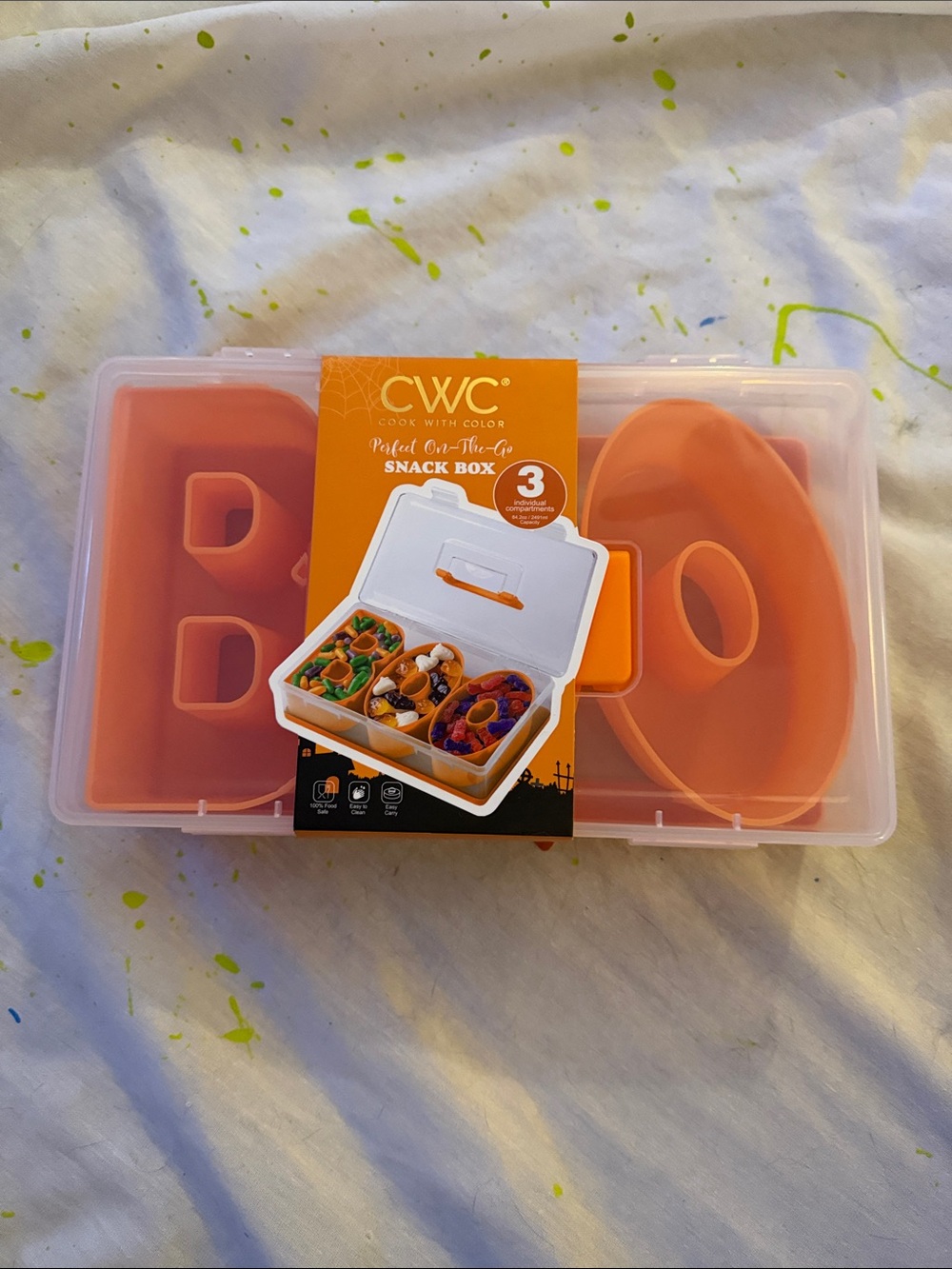 CWC Orange 3-Compartment Snack Box - Portable Holiday Treats